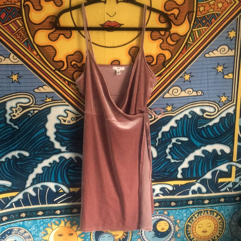 Dusty Rose Velvet Wrap Dress